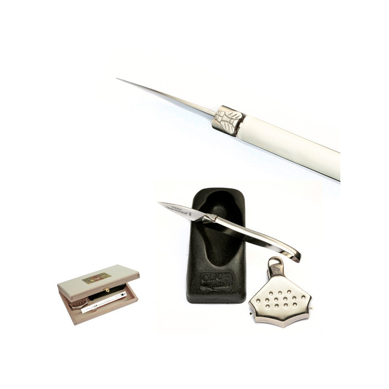 Laguiole oyster knife Giftset with lemon press, stainless steel. Handmade