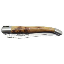 Laguiole juniper wood handle knife - 2, leather case