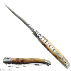 Laguiole juniper wood handle knife - 2, leather case