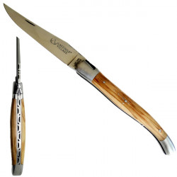Laguiole olive wood handle knife - 2, leather case